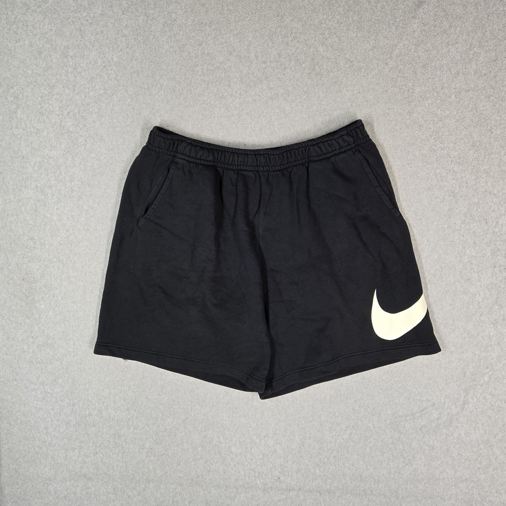 Nike Men Shorts 2XL Black Sweat Fleece Big Swoosh Logo BV2721-010